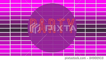 Vector image of party text with grid pattern and copy space over pink background Vector image of party text with grid pattern and copy space over pink background 84900910