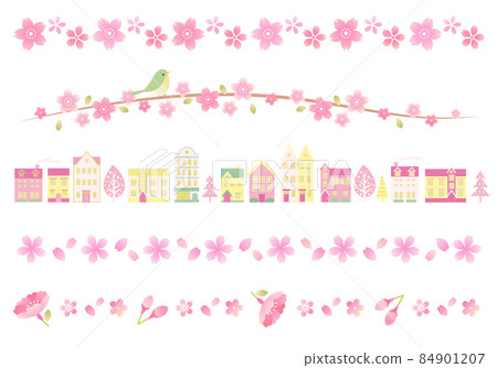 Spring image ruled line vector illustration set (line, line) Spring image ruled line vector illustration set (line, line) 84901207