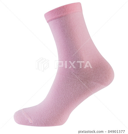 pink women's long voluminous sock, for everyday wear, on a white background pink women's long voluminous sock, for everyday wear, on a white background 84901377
