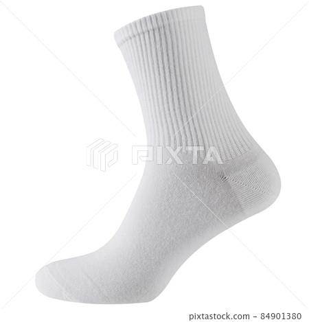 white long sock for sports, with a massage effect, on a white background 84901380