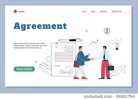 Agreement between business partners. Banner...-插圖素材 [84901764] - PIXTA圖庫