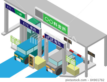 Isometric highway tollhouse (with toll discount display) 84901782