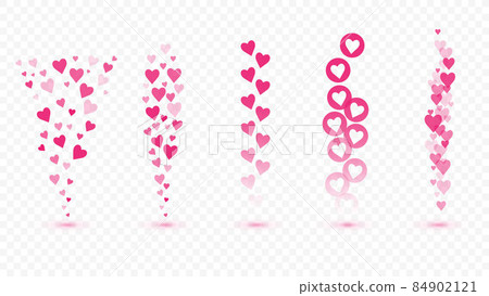 Flying hearts on transparent background. Love likes emotions for social media. Positive reaction and feedback. Vector set 84902121