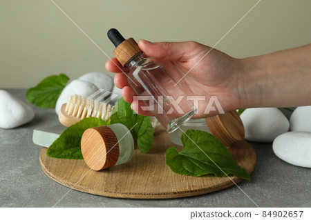 Eco friendly zero waste concept on gray textured table 84902657