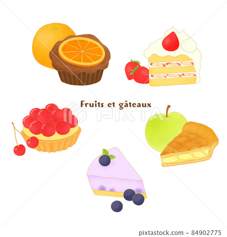 Various illustrations of fruit cakes Various illustrations of fruit cakes 84902775