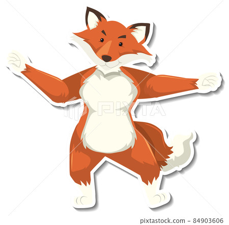 A fox dancing animal cartoon sticker A fox dancing animal cartoon sticker 84903606