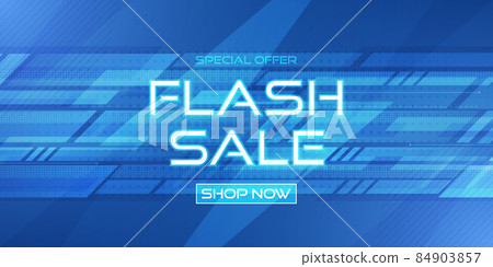 Flash sale banner. Abstract blue technology background 84903857