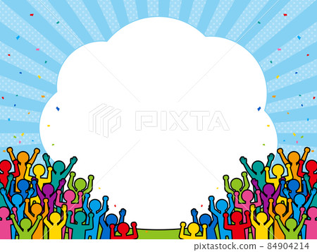 A large number of exciting people (colorful) background / frame material 84904214