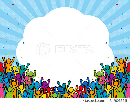 A large number of exciting people (colorful) background / frame material 84904216