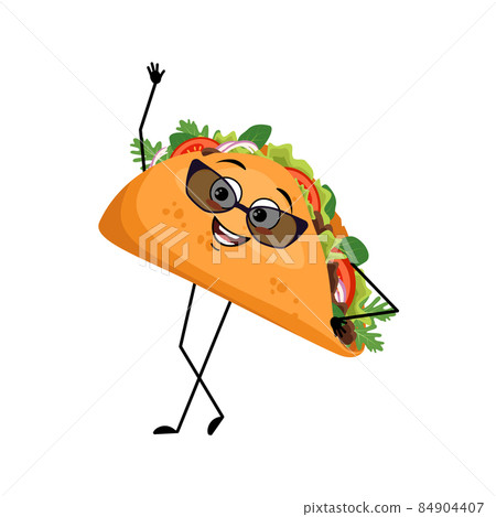 Cute character mexican taco with happy... - Stock Illustration ...