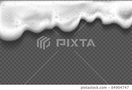 Realistic Detailed 3d White Beer Foam with Bubbles Effect on a Transparent Background. Vector illustration of Froth Texture Realistic Detailed 3d White Beer Foam with Bubbles Effect on a Transparent Background. Vector illustration of Froth Texture 84904747