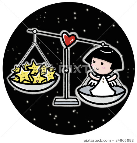 12星座可愛插畫素材/天秤座 12星座可愛插畫素材/天秤座 84905098