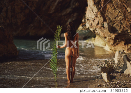 Beach Nudist Woman With Perfect Tanned Body Relaxing on the Deserted Natudist Beach During Summer Vacation Outdoors Beach Nudist Woman With Perfect Tanned Body Relaxing on the Deserted Natudist Beach During Summer Vacation Outdoors 84905815