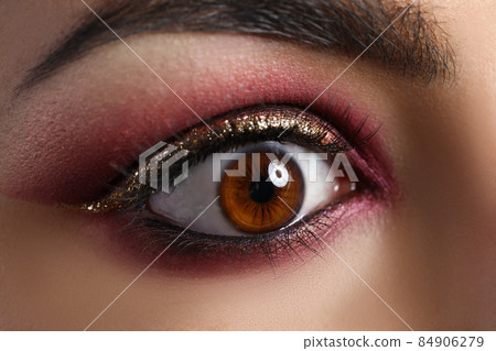Beautiful makeup on young woman brown eye, model for makeup tutorial 84906279