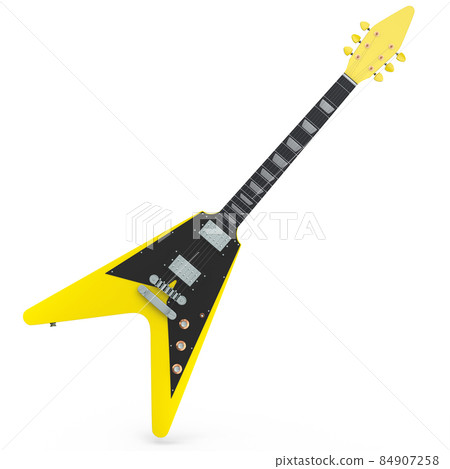 Electric acoustic guitar isolated on white background. 3d render of concept for rock festival poster with spanish guitar for music shop Electric acoustic guitar isolated on white background. 3d render of concept for rock festival poster with spanish guitar for music shop 84907258