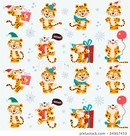 Vector holiday seamless pattern with cute funny... - Stock Illustration ...