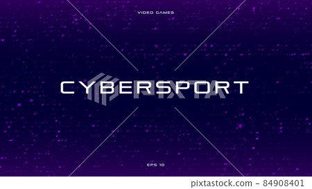 CYBERSPORT abstract purple background with square particles. Purple banner with geometric pattern. Esports concept. Design for gaming and cyber sports events. Vector 84908401