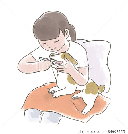 狗牙膏女插畫 狗牙膏女插畫 84908555