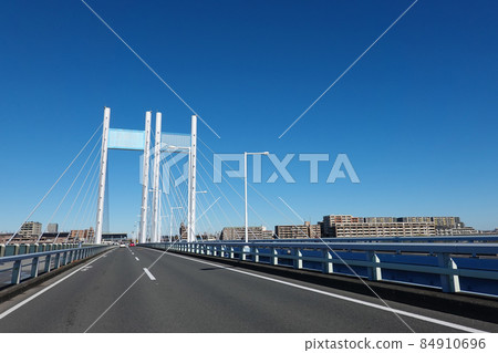 橫跨多摩川的白色是正橋（府中市、東京稻城市） 84910696