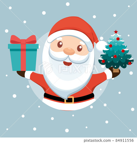 Santa Claus and Christmas tree. Holiday background. Merry Christmas and Happy New Year. 84911556