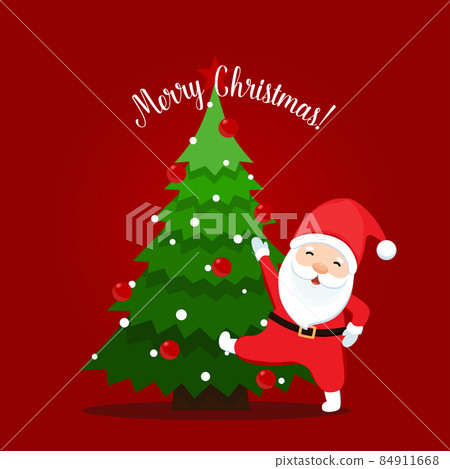 Santa Claus and Christmas tree. Merry Christmas and Happy New Year background. Vector illustration. Santa Claus and Christmas tree. Merry Christmas and Happy New Year background. Vector illustration. 84911668