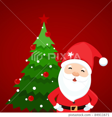 Santa Claus and Christmas tree. Merry Christmas and Happy New Year background. Vector illustration. Santa Claus and Christmas tree. Merry Christmas and Happy New Year background. Vector illustration. 84911671