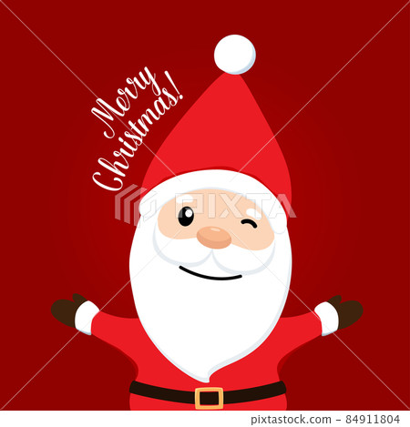 Christmas Greeting Card with Santa Claus. Vector illustration. 84911804
