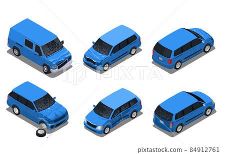 Car Accidents Isometric Set 84912761