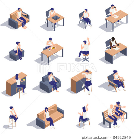 Sitting People Icon Set Sitting People Icon Set 84912849