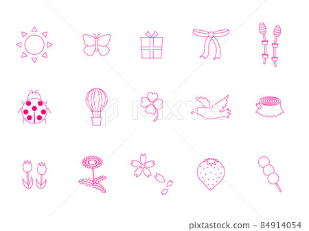 Flat and simple spring illustration set - Stock Illustration [84914054 ...