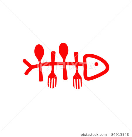 Fish food restaurant logo with fish bone symbol design 84915548