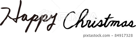 Happy Christmas hand-painted characters cursive English black Happy Christmas hand-painted characters cursive English black 84917328