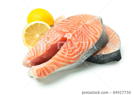 Fresh raw salmon isolated on white background Fresh raw salmon isolated on white background 84917730