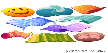 Set of carpets or rugs of different shapes, colors 84918677