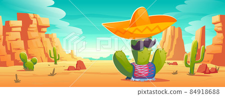 Mexican cactus with mustaches in sombrero, poncho Mexican cactus with mustaches in sombrero, poncho 84918688