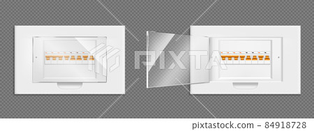 Fuse box, electrical panel with switchers, vector Fuse box, electrical panel with switchers, vector 84918728