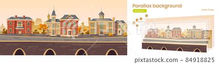 Parallax background 2d vintage city, retro street Parallax background 2d vintage city, retro street 84918825