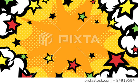Explosion smoke and star background illustration_American style_yellow_16: 9 Explosion smoke and star background illustration_American style_yellow_16: 9 84919594