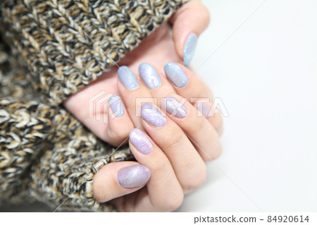 Pearl Gray Nail Color and Pearl Purple Nail 84920614