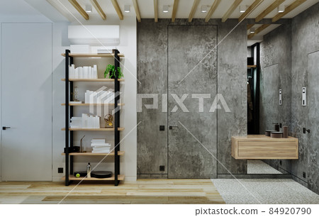 modern loft style apartment interior, private house modern loft style apartment interior, private house 84920790