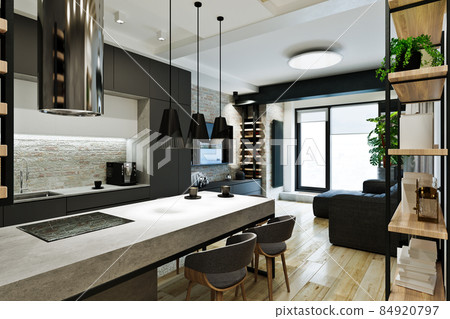 modern loft style apartment interior, private house modern loft style apartment interior, private house 84920797
