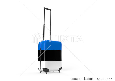 Suitcase with flag of Estonia as a travel concept. 3D illustration Suitcase with flag of Estonia as a travel concept. 3D illustration 84920877