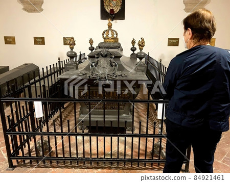 Munich, Germany- August 10, 2021:Tourist near Tomb of King Ludwig II of Bavaria 84921461