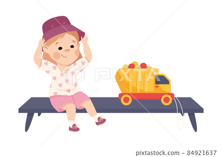 Little Girl Changing Her Clothes Putting on Her Bucket Hat Vector Illustration Little Girl Changing Her Clothes Putting on Her Bucket Hat Vector Illustration 84921637
