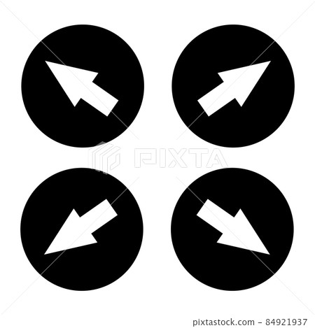A set of round arrow icons diagonally up, down, left and right. 84921937