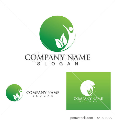 leaf people logo and symbol vector image - Stock Illustration [84922099 ...