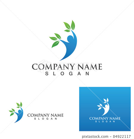 leaf people logo and symbol vector image-插圖素材 [84922117] - PIXTA圖庫