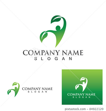 leaf people logo and symbol vector image - Stock Illustration [84922120 ...