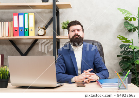 Ceo and executive director. Man bearded boss sit Ceo and executive director. Man bearded boss sit 84922662