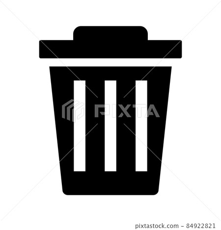 Simple trash can silhouette (black) icon. Isolated on white Stock